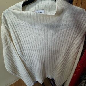 Old Navy Cream Ribbed Cowl Pullover Sweater